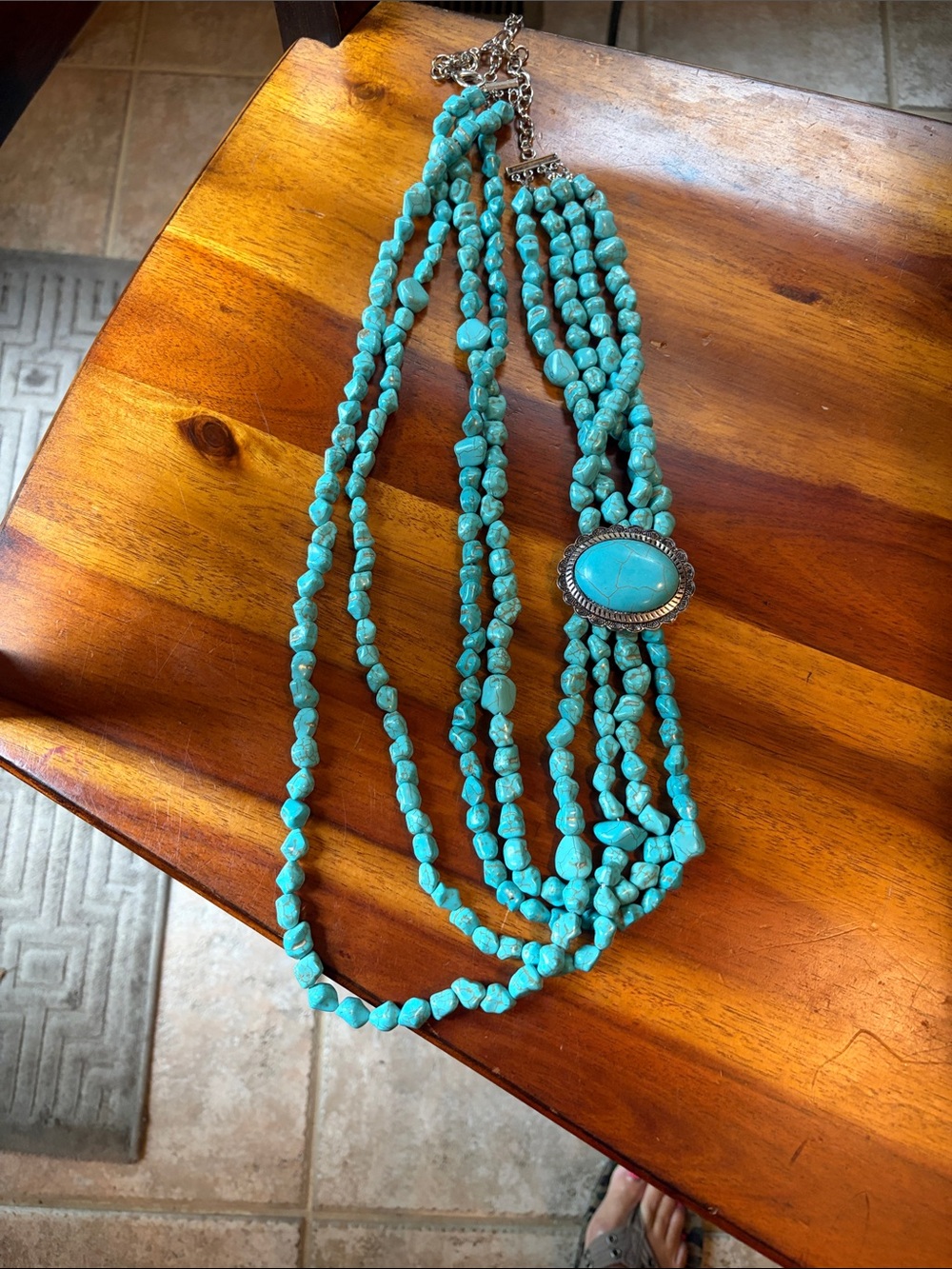 Turquoise Multi-Strand Stone Necklace - Blue